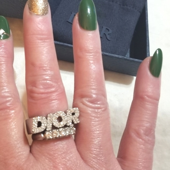 Dior Jewelry - NWT DIOR $570 Crystal LOGO Silver Signature Ring